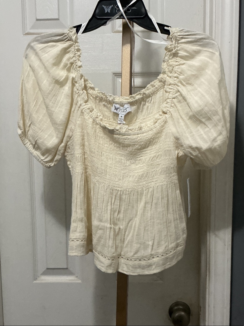 Jessica Simpson Cream Puff-Sleeve Peasant Blouse